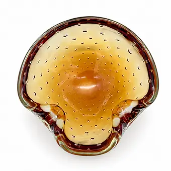 MURANO SKÅL ASKEBÆGER RAVFARVET 1960 - 1970.