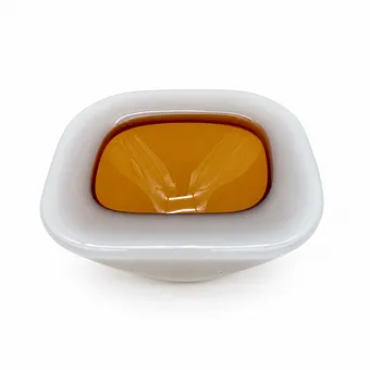 穆拉诺碗 白色 琥珀色 1960 - 1970。