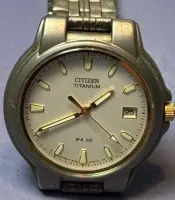 Quartz HAU "Citizen" titanium, velholdt, værk ikke kontrolleret