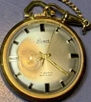 mechan. Frackuhr "Rexor" 17 Rubis, mit Double-Kette, Werk läuft, D-3,5 cm