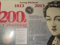 Plic numismatic 10 euro Büchner 2013, în display