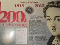Plic numismatic 10 euro Büchner 2013, în display