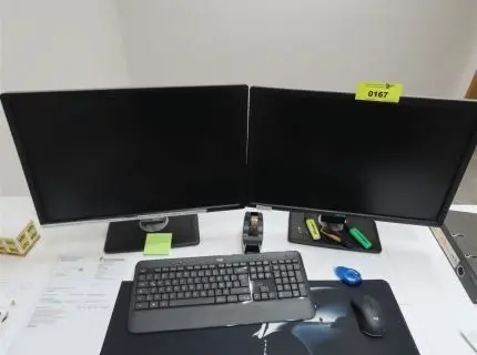 2 شاشة مسطحة، العلامة: Dell، مع 1 لوحة مفاتيح و1 فأرة