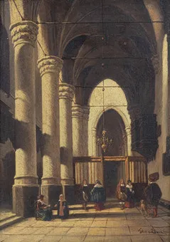JAN BAPTIST TETAR VAN ELVEN (1805-1879). Kircheninterieur.