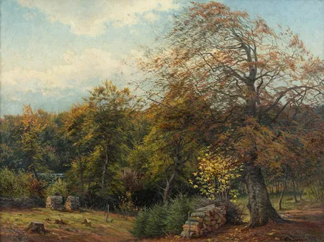 CARL MILTON JENSEN (1855-1928)。林间空地。
