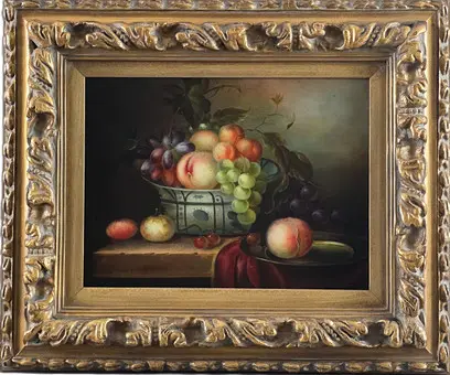 Artist necunoscut (sec. XX) - natură statică cu fructe, ulei pe pânză