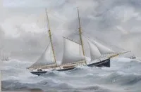 Reuben CHAPPELL OF GOOLE (1870-1940), Rescue of Hamburg Cpt. J. Jungclaus, watercolour, needs restoration, framed/glazed, frame 63 x 78 cm, bulky shipping!