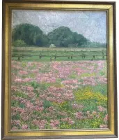 anonym blomstereng, olie/lærred, indrammet, RG 69x57 cm