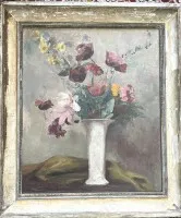 Helmuth WESTHOFF (1891-1977)《瓶花》油画/板，背面草图，带框，框 68x58 cm