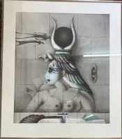 Aida, litografi af Paul Wunderlich, 1978, signeret og formentlig nummereret som PP?, indrammet/glas, ramme 90x77 cm