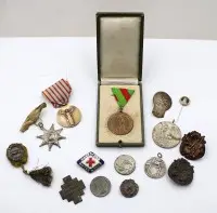 Colecție de diverse medalii, decorații, insigne și insigne de asociație, sec. XIX–XX