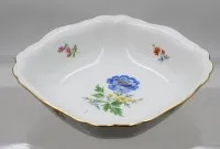 碗，Meissen，剑标，«Bunte Blume» 装饰，精细花卉绘画和金边，一等品，高 7 厘米，直径 24 厘米