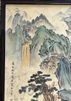 中国画，可能为石版画，未开封，带框/玻璃，框尺寸65x48厘米
