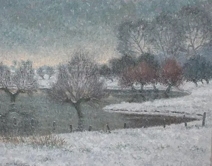 Otto Karl Welbers. Huile sur toile, « Paysage d'hiver » (1969).