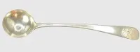 Silver cream spoon, various hallmarks, decorative monogram, 19th c., L 9.5 cm, 7.36 g