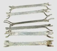 6x designer knife rests, silver tested, hammered decor, total 44.9 g, L 10 cm