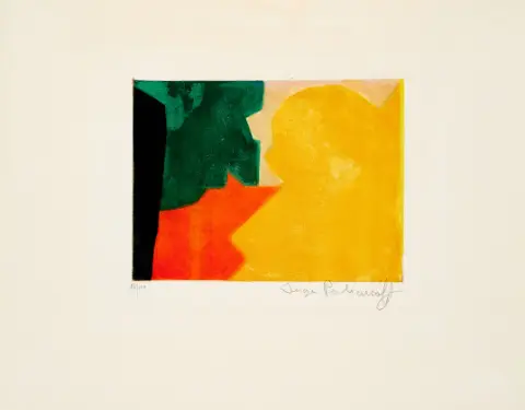 Serge Poliakoff, Yeşil, kırmızı ve turuncu kompozisyon