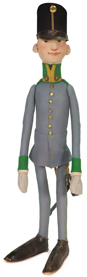 STEIFF – figura Steiff in feltro caricaturale Kaiserjäger Leutnant