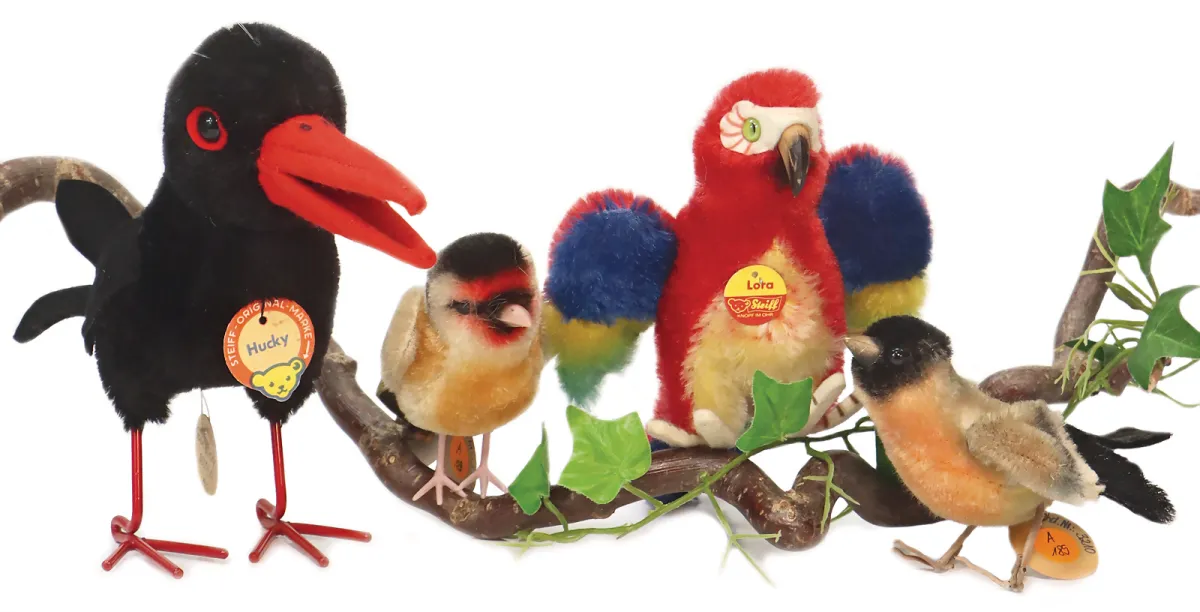 Steiff – 4 pièces, 1 x corbeau Hucky