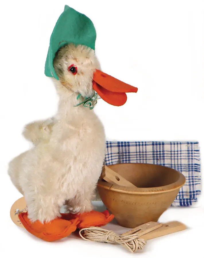 STEIFF – joli canard avec petit bonnet en feutre vert