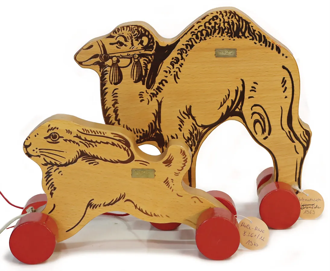 STEIFF – Lot, 2 pièces animaux en bois