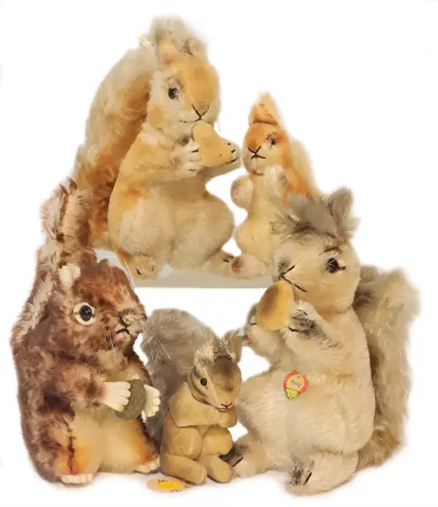 STEIFF – lot de 5 écureuils Steiff