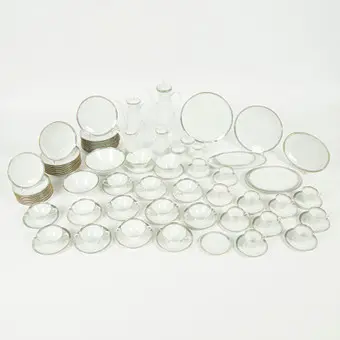 RAYMOND LOEWY. Rosenthal, кавовий і столовий сервіз, декор 'Form 2000 Gala Blau', порцеляна, 1960/70-ті роки, Німеччина. (103).