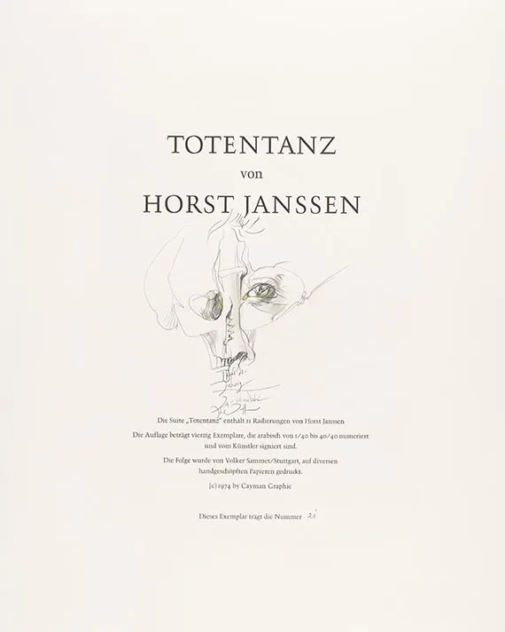 Horst Janssen, kansio: Totentanz (11 lehteä), 1973