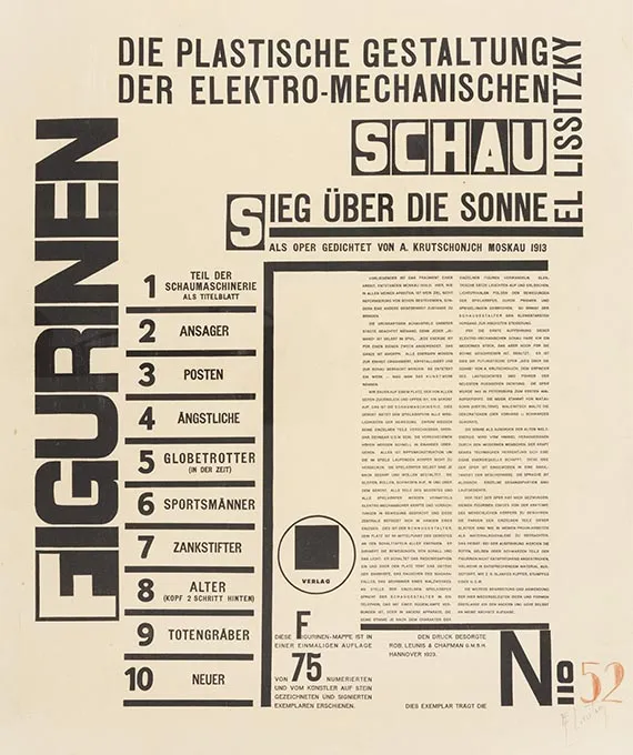 El Lissitzky, Titelblatt der Mappe ”Sieg über die Sonne”
