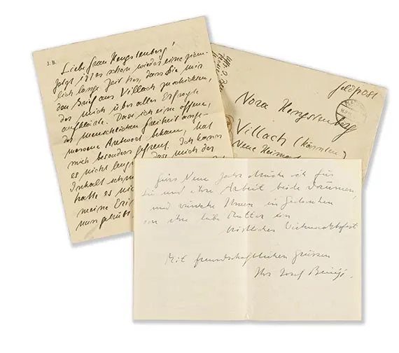 Joseph Beuys, 2 eigenh. Briefe an Nora Hengstenberg