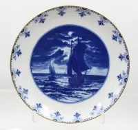 Plato decorativo marítimo, Wallendorf, cobalto auténtico, aprox. D-27cm