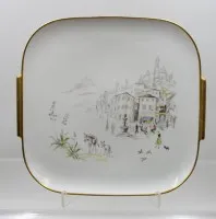 大蛋糕盘，Hutschenreuther，Trattoria 装饰，设计 H.Achtziger，约 30 x 31厘米