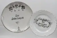 2 kom. tanjura, Zur Silberhochzeit, stariji, tragovi korištenja, cca. promjer 22,5 i 18,5 cm