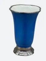Vaso con base "Fraureuth" blu con rivestimento in argento fine su base e bordo, altezza 15 cm