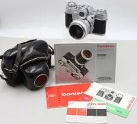 Zeiss Ikon Contarex "Bullseye"，1960年代35毫米胶片相机，Carl Zeiss Planar 50 mm镜头，原装皮套和说明书，状况良好，功能未检测