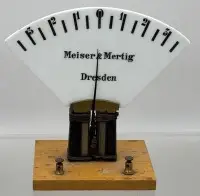 Historic analogue moving-coil or moving-iron meter (ammeter or voltmeter) by Meiser & Mertig, Dresden