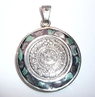 Dvostrani privjesak astečki kalendar 925 srebro MEXICO.