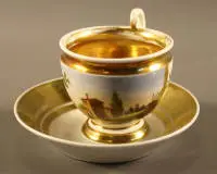 Taza con vistas Biedermeier, sur de Alemania circa 1830