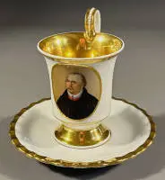 Taza con retrato Biedermeier Dr. Martin Lutter, KPM hacia 1830, alemán