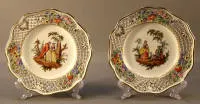 Pareja de platos decorativos de Dresde, historicismo hacia 1900