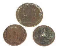 3 različita austrijska krajcara, 19. st., Austrija