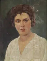 Monogrammiste du 20e siècle, portrait de dame au haut clair