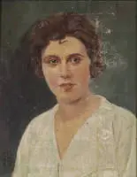 Monogrammiste du 20e siècle, portrait de dame au haut clair