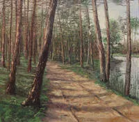 H. Genscher, 20e s., Chemin forestier au bord du lac