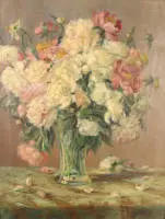 G. Wolff 1863-1935, magnifique nature morte florale, allemand
