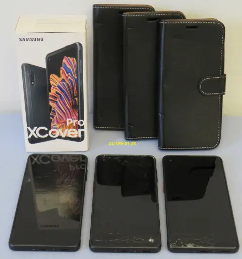 3 móviles Samsung XCover Pro modelo: SM-G715FN/DS - 64GB; con cristal de pantalla defectuoso