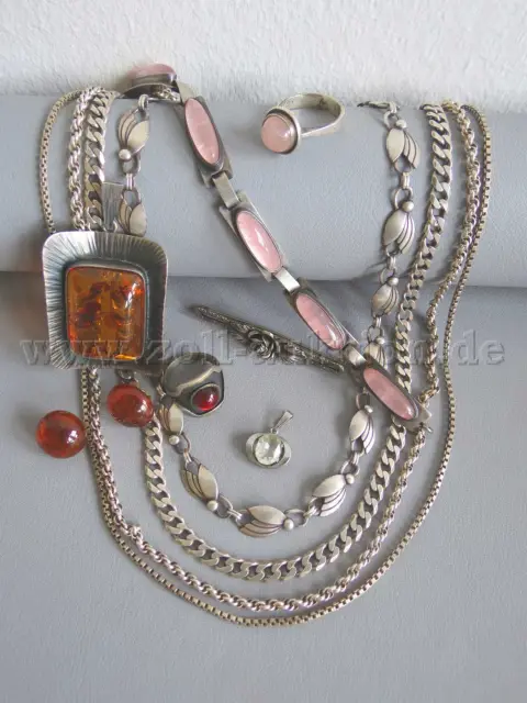 8 pièces de bijoux argent vintage, 98,88 g 835, 33,37 g 925