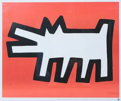 KEITH HARING. UTÁN. Nyomat, ''Barking Dog'' az „Icons” sorozatból.