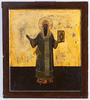 Icono, Rusia central, siglo XIX. San Alexij, metropolita de Moscú.