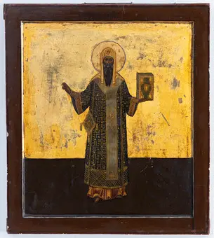 Icono, Rusia central, siglo XIX. San Alexij, metropolita de Moscú.